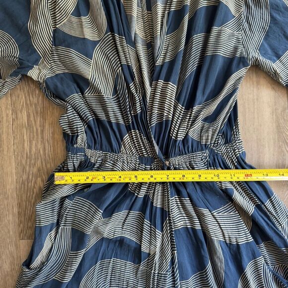 Dress Forum Los Angeles Dress Boho Hippie Wrap Blue And White V-neck Maxi Sz S - Picture 8 of 14